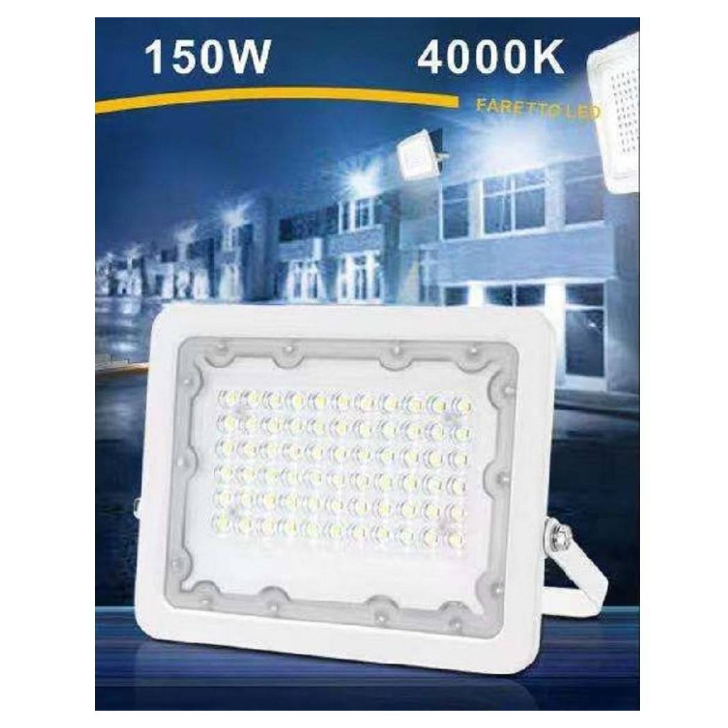 foto del prodotto trade shop faro led 150 watt proiettore esterno ip65 bianco luce 6500k 4000k 3000k fs150w b bianco naturale 