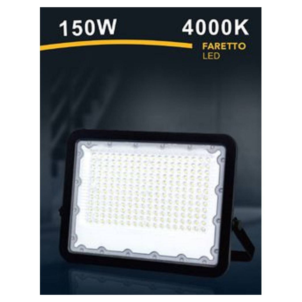 foto del prodotto trade shop faro led 150 watt proiettore esterno ip65 nero luce 3000k 6500k 4000k fs150w n bianco naturale 