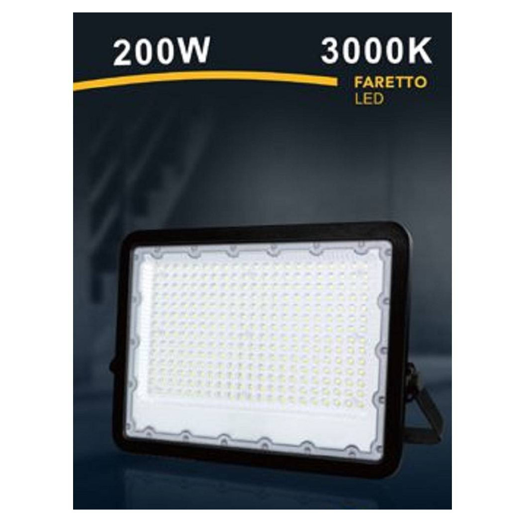 foto del prodotto trade shop faro led 200 w ultra slim esterno nero ip65 luce fredda naturale calda fs200w n bianco caldo 