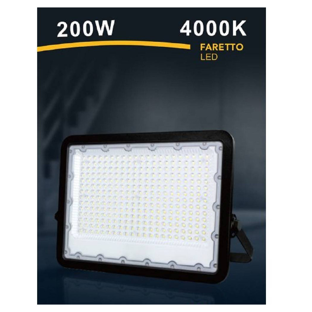 foto del prodotto trade shop faro led 200 w ultra slim esterno nero ip65 luce fredda naturale calda fs200w n bianco naturale 