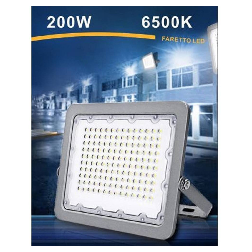 foto del prodotto trade shop faro led 200w ultra slim esterno grigio ip65 luce 6500k 4000k 3000k fs200w g5 bianco freddo 