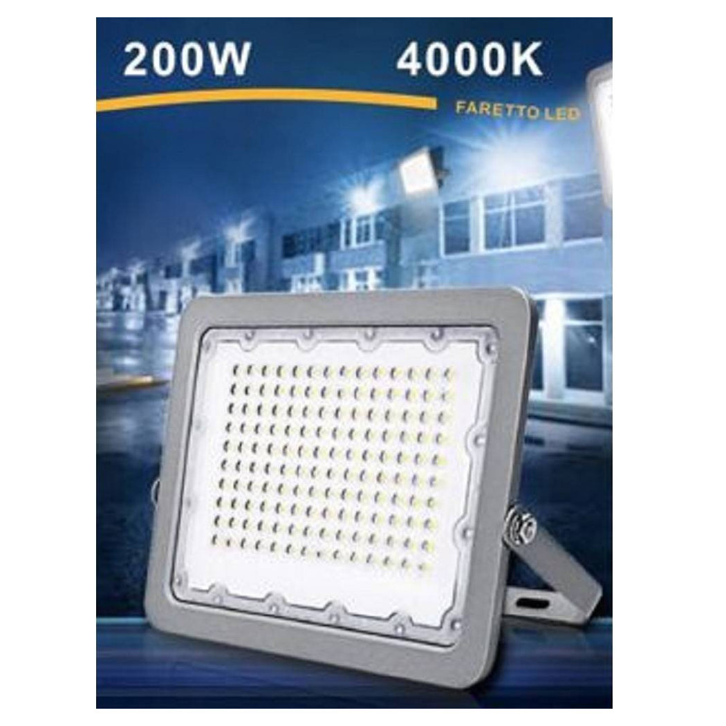 foto del prodotto trade shop faro led 200w ultra slim esterno grigio ip65 luce 6500k 4000k 3000k fs200w g5 bianco naturale 
