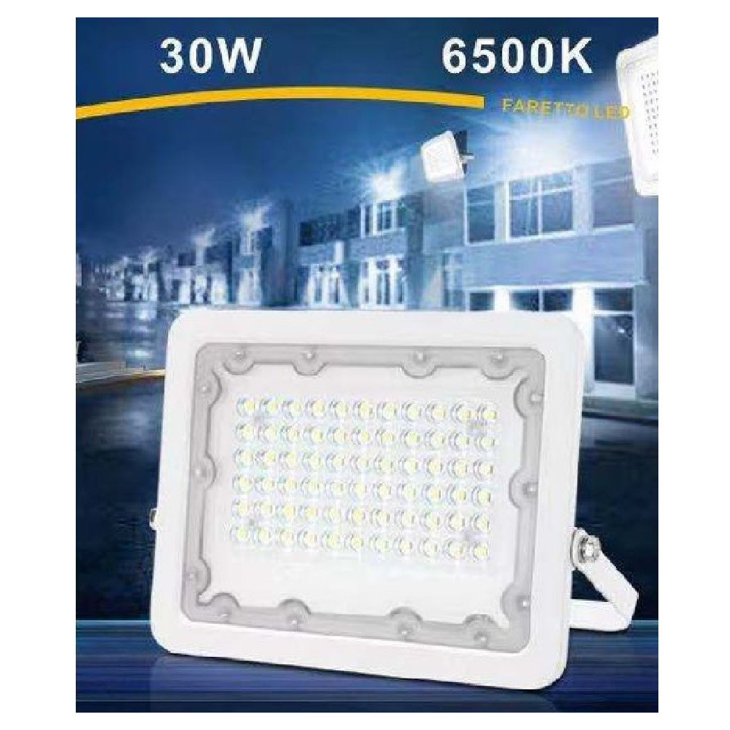 foto del prodotto trade shop faro led 30w faretto ultra slim bianco esterno luce fredda naturale calda fs30w b bianco freddo 