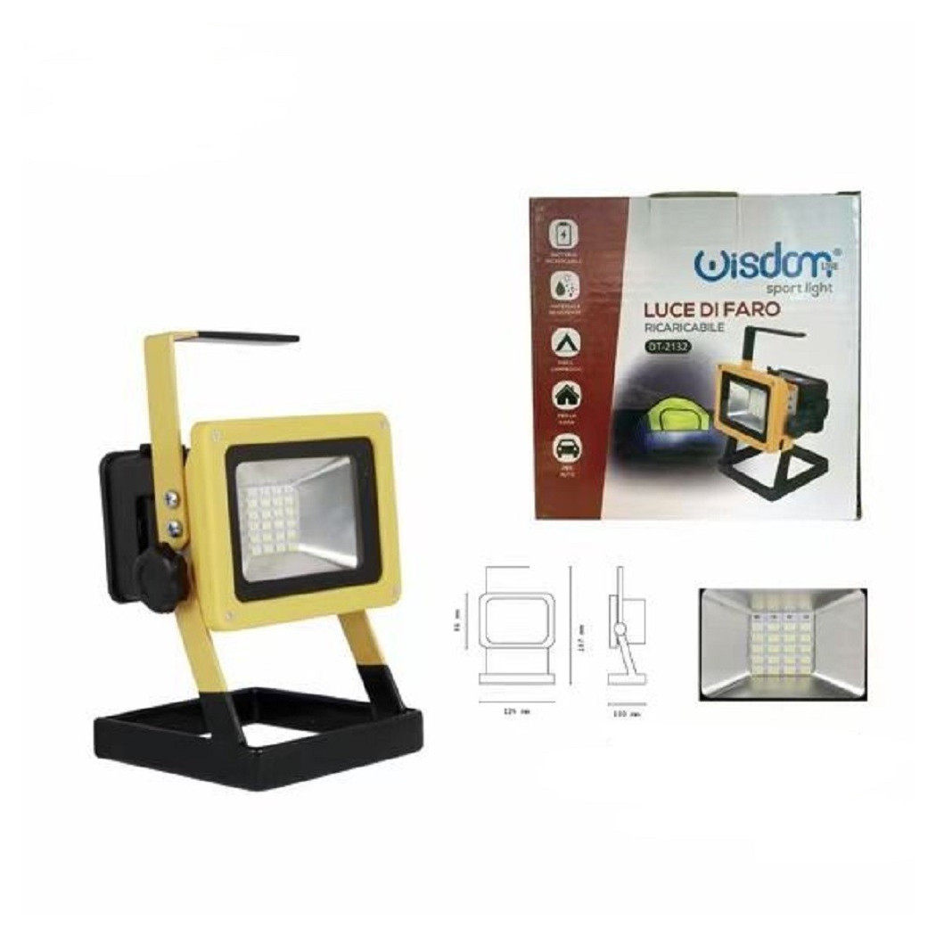 foto del prodotto trade shop faro led da lavoro portatile ricaricabile smd 2835 luce bianco freddo dt 2132 
