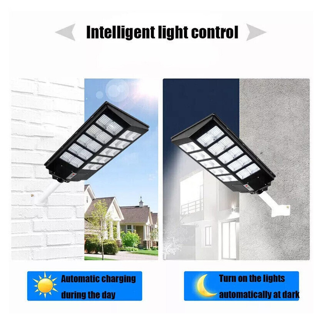 foto del prodotto trade shop faro led lampione stradale con pannello solare 1000 w crepuscolare con staffa 