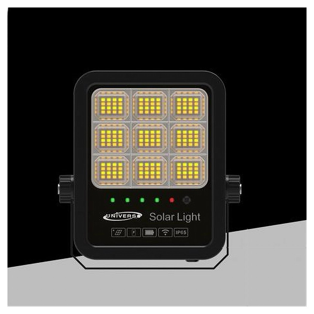 foto del prodotto trade shop faro led proiettore 100w ip65 cct 3in1 con pannello solare telecomando ry 100w 3c 