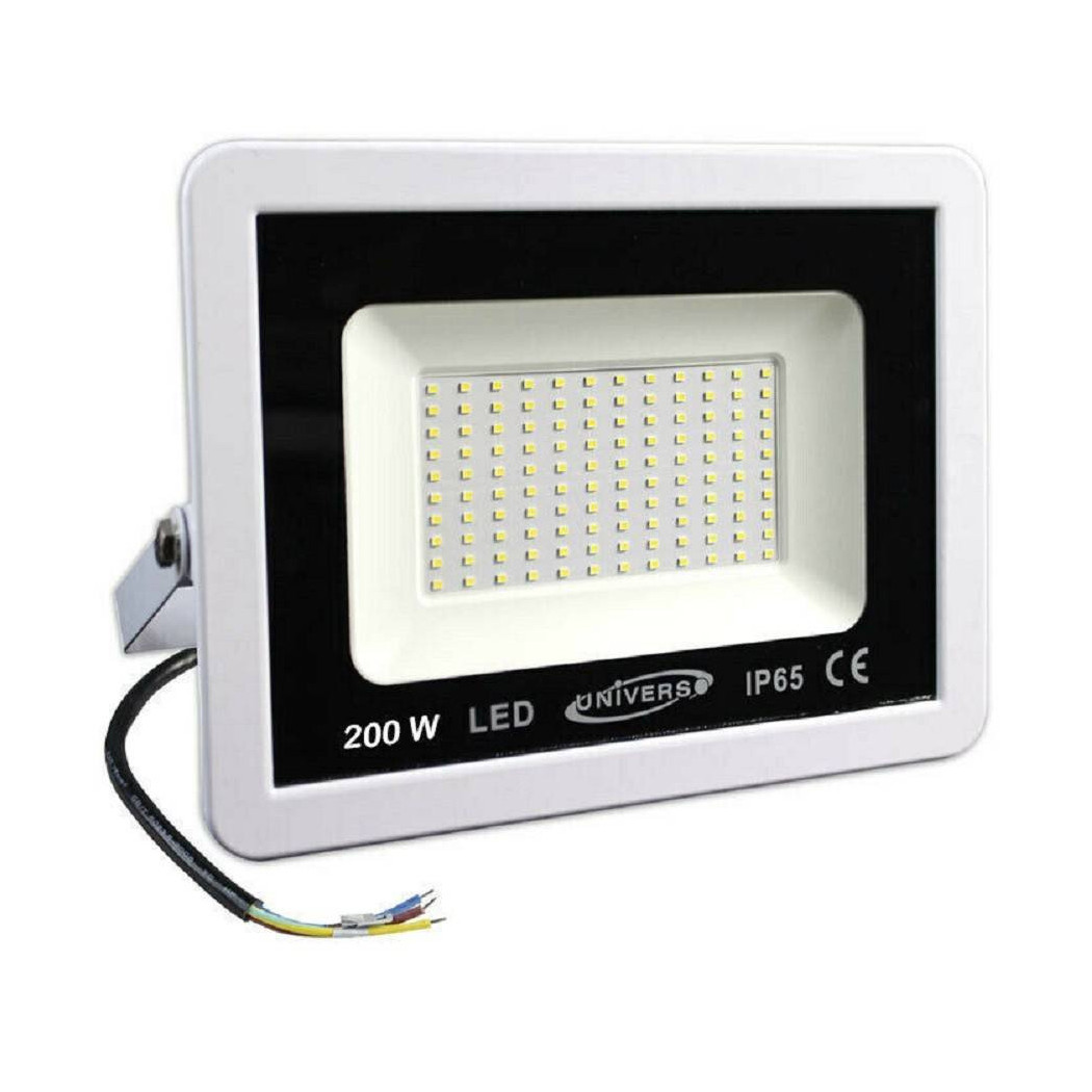 foto del prodotto trade shop faro led proiettore da esterno ip65 bianco 200 watt luce fredda 6500k f200w bf1 