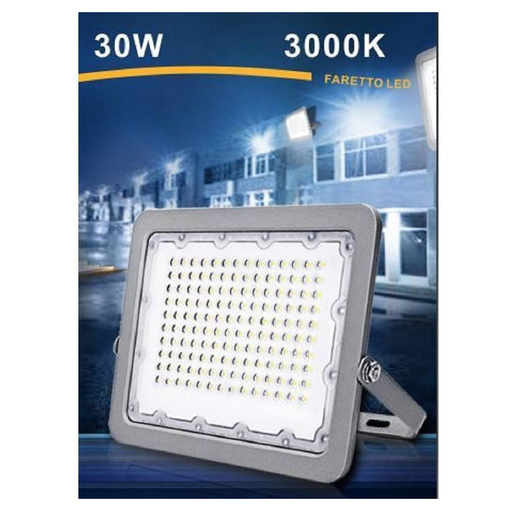 foto del prodotto trade shop faro led proiettore per esterno grigio 30w ip65 luce 6500k 4000k 3000k fs30w bianco caldo 