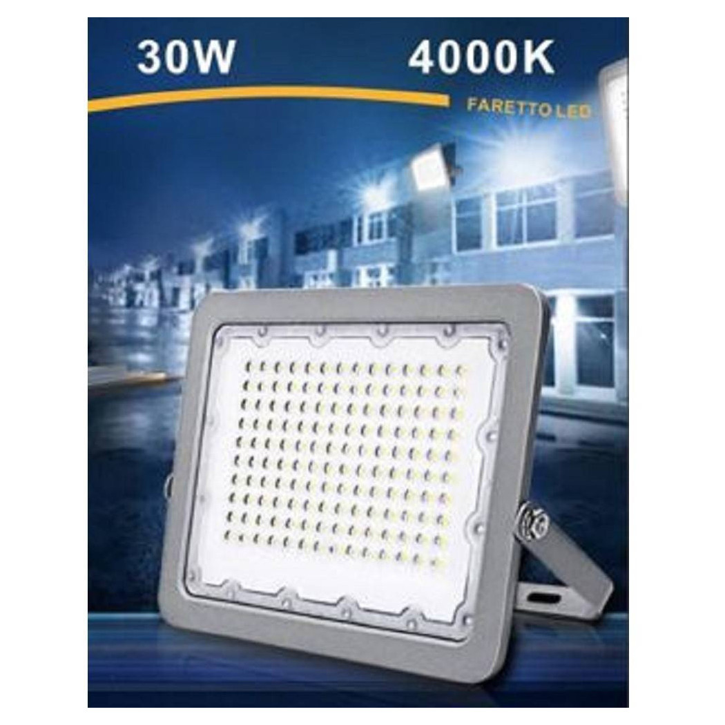foto del prodotto trade shop faro led proiettore per esterno grigio 30w ip65 luce 6500k 4000k 3000k fs30w bianco naturale 