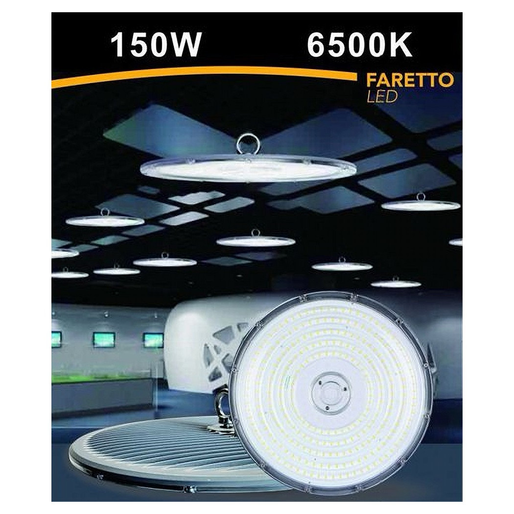 foto del prodotto trade shop faro led slim industriale 150w ufo lampada riflettore ip65 luce fredda he02 150w 