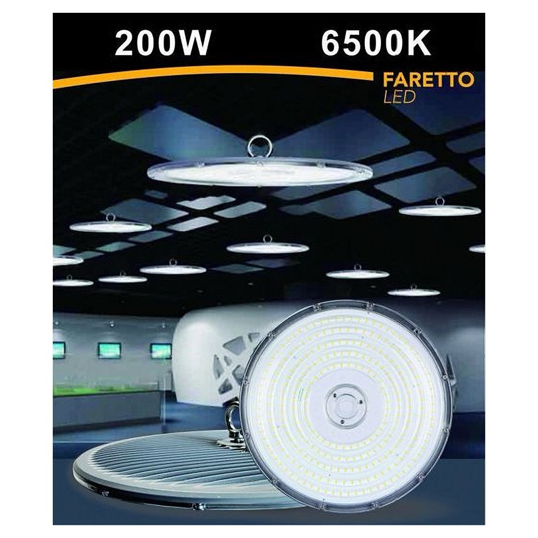 immagine 0 del prodotto trade shop faro led slim industriale 200w ufo lampada riflettore ip65 luce fredda he02 200w 