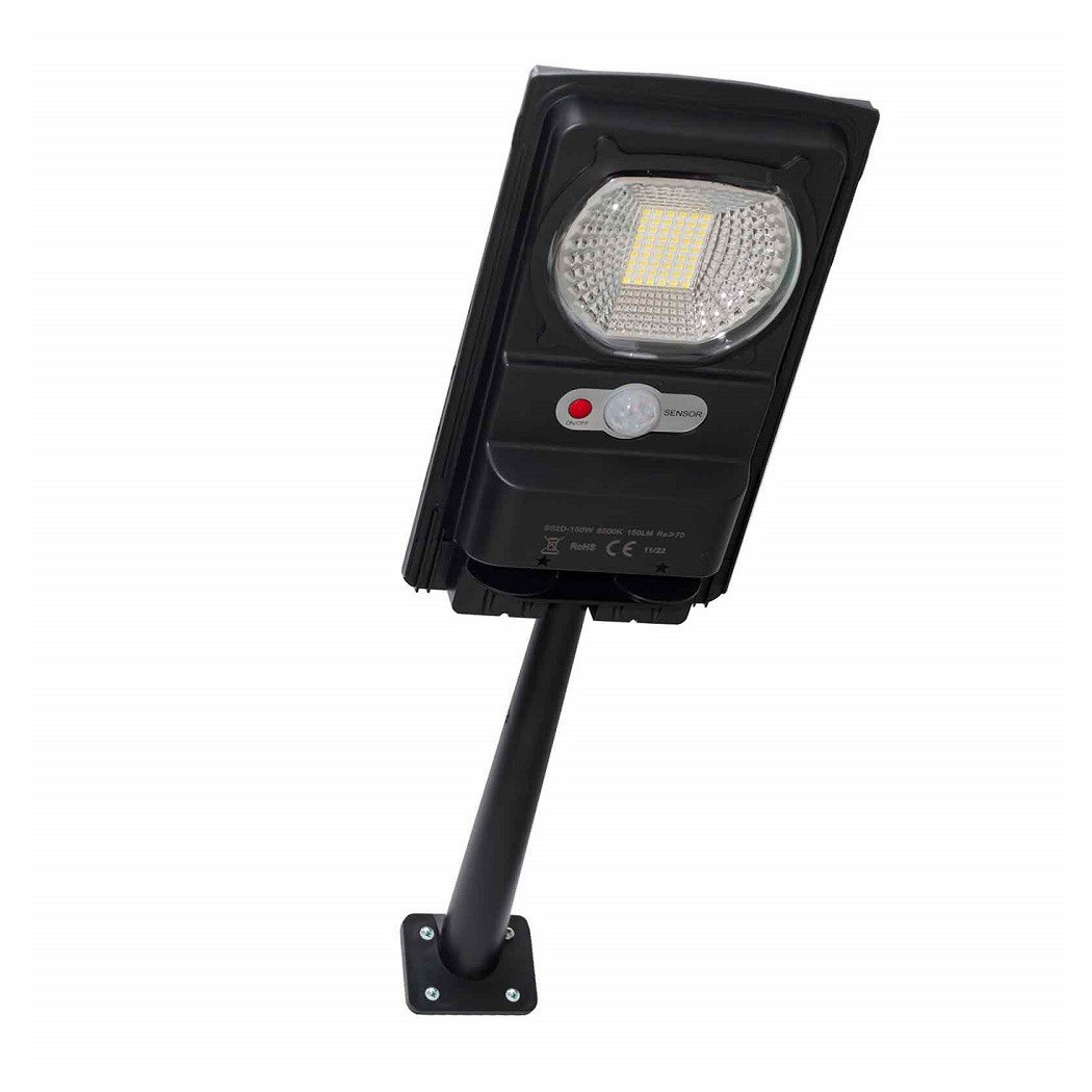 foto del prodotto trade shop faro luce solare led 54led 15w ip65 sensore crepuscolare staffa muro impermeabile 