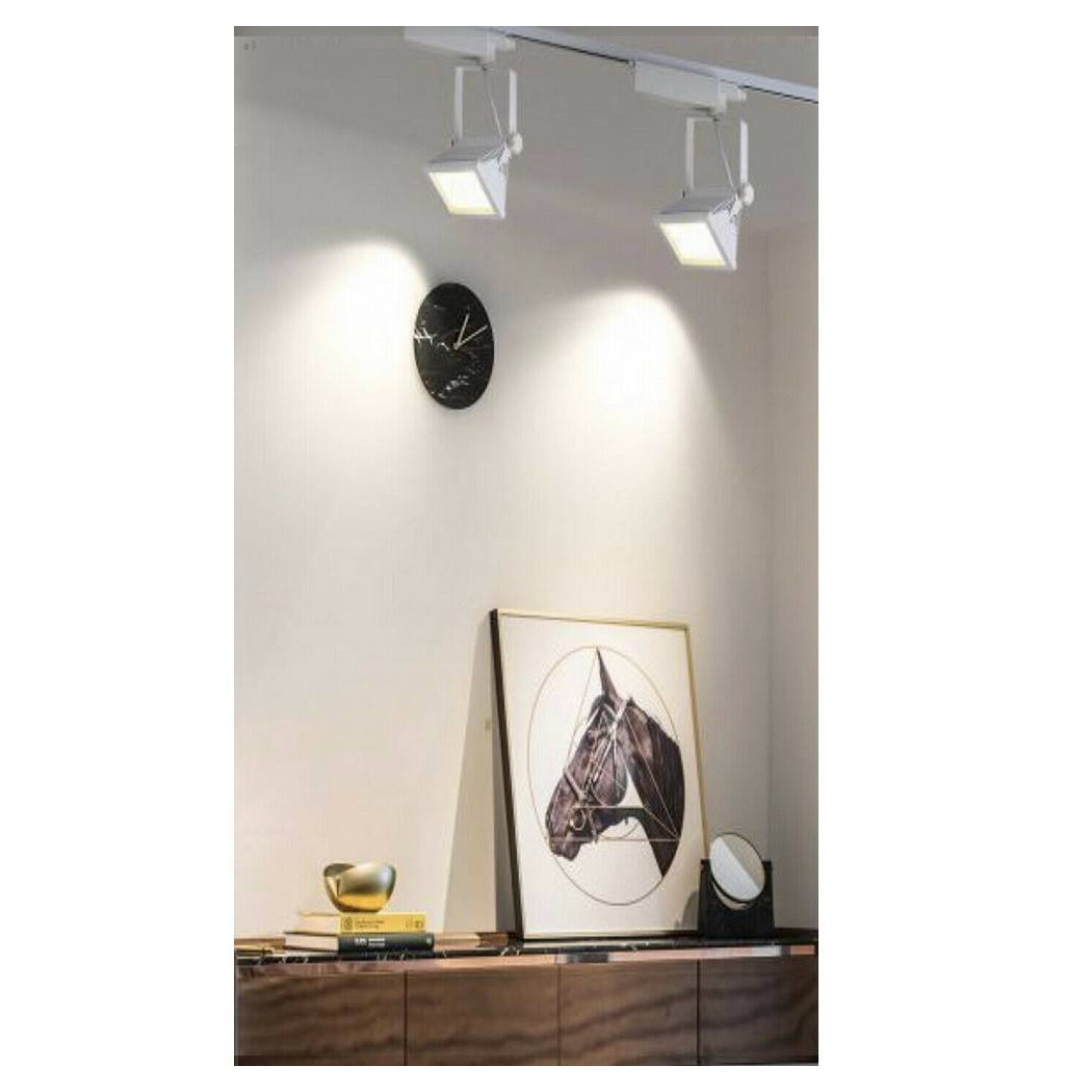 foto del prodotto trade shop faro proiettore orientabile 30w luce 6500k 4000k faretto led cob binario f30w 6a bianco naturale 