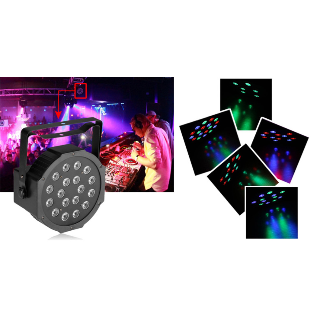 foto del prodotto trade shop faro rgb proiettore dmx 512 effetto luce flat par light alta luminosita 18 led 