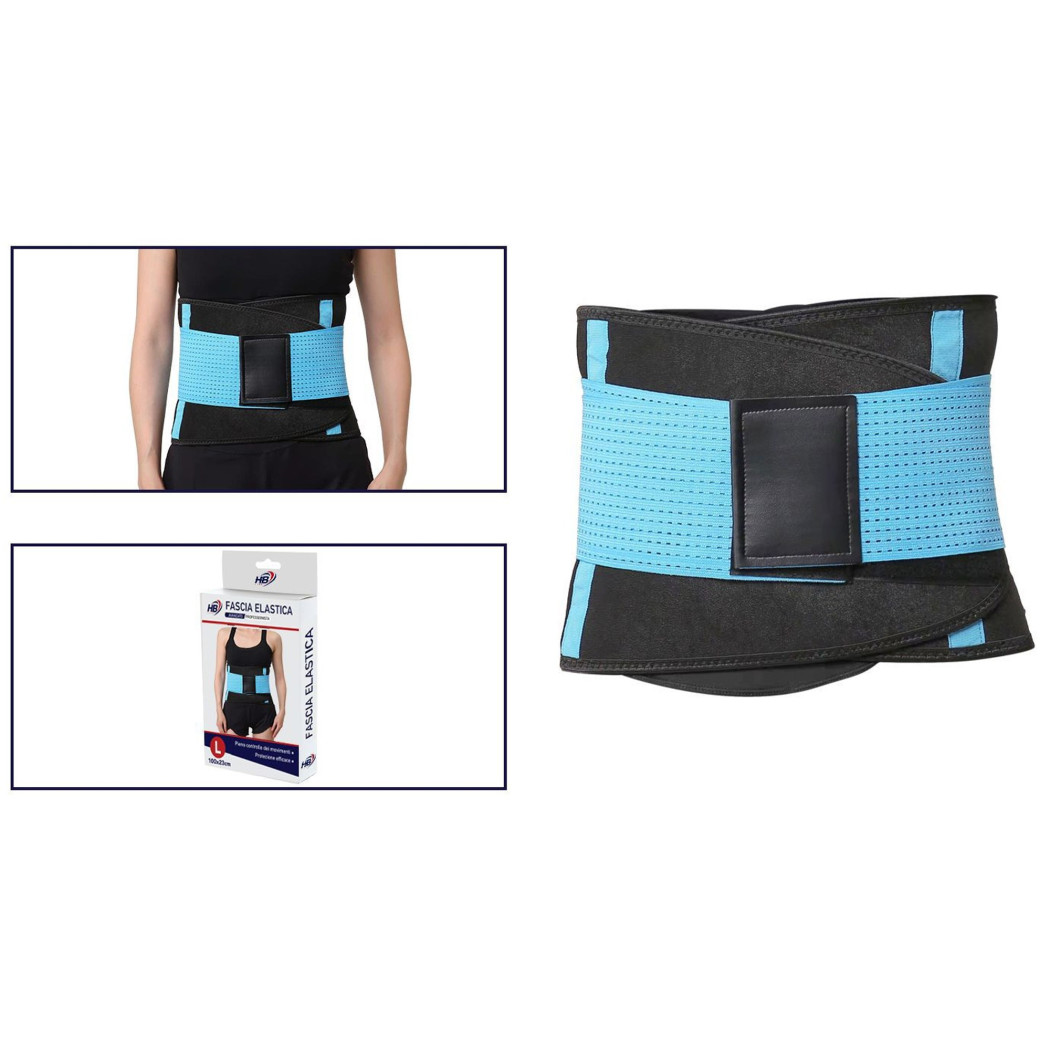 foto del prodotto trade shop fascia lombare supporto per la schiena cintura di sostegno trainer pancia unisex celeste l