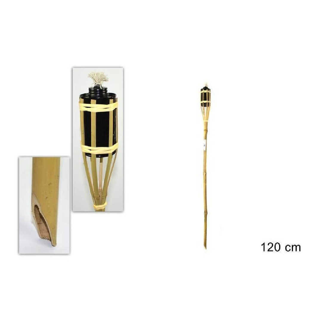 foto del prodotto trade shop fiaccola bamb bamboo 120 cm per esterno giardino luce torcia stoppino ro000444 