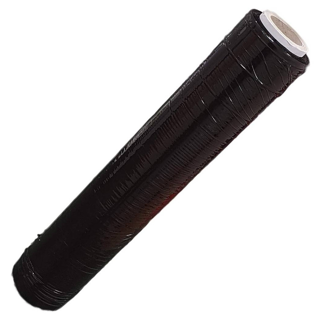 foto del prodotto trade shop film estensibile pellicola nera rotolo manuale per imballaggi 160mx23myx50cm 