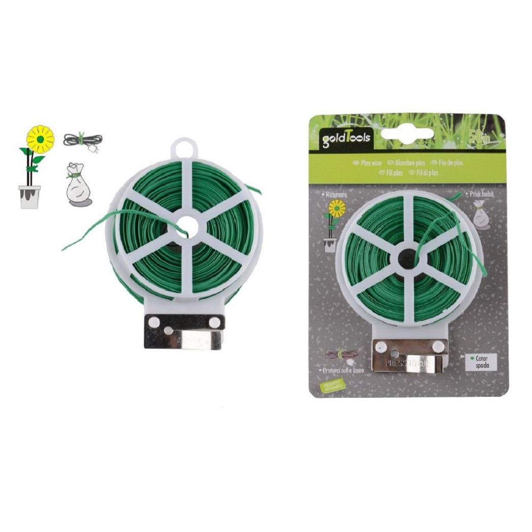 foto del prodotto trade shop filo di ferro plastificato con anima ferro per giardino giardinaggio 50 mt 90133 