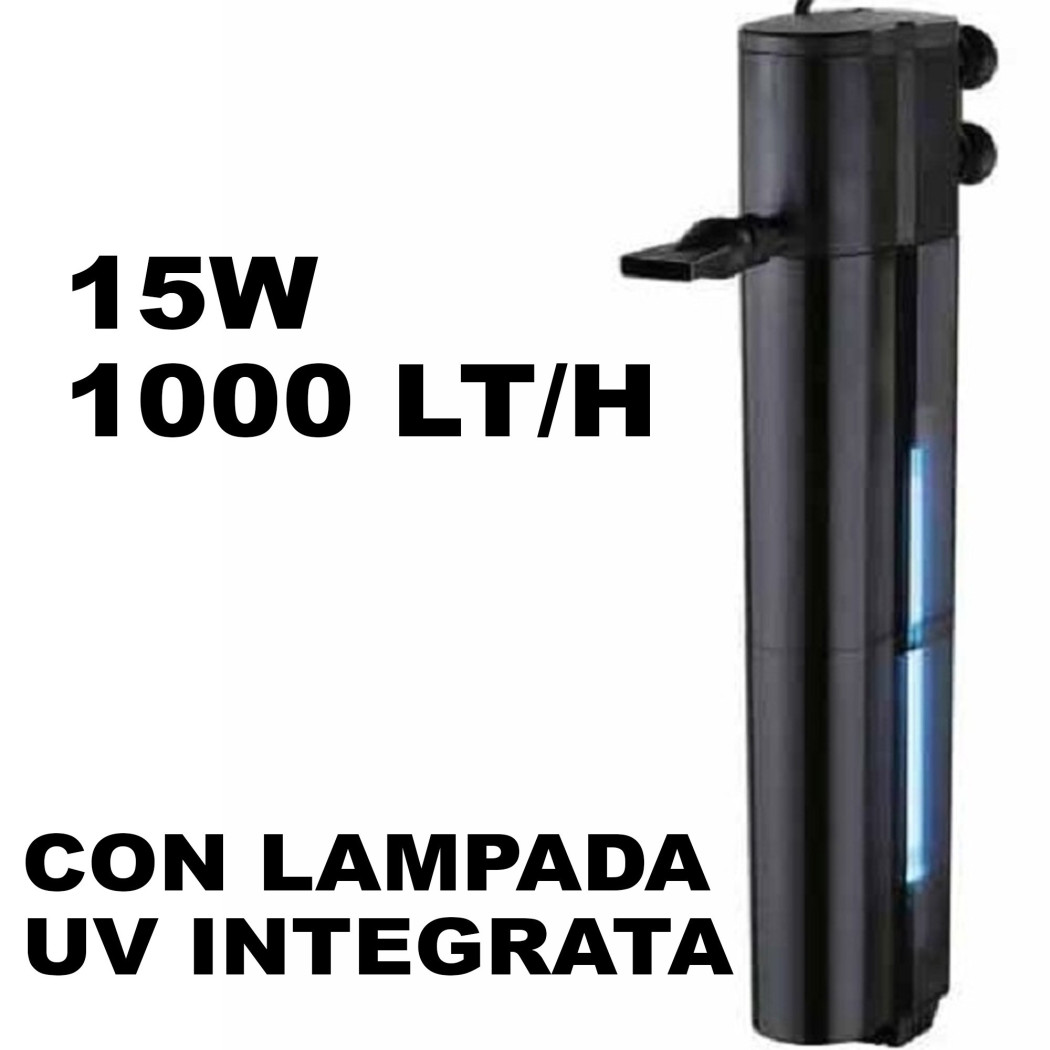 foto del prodotto trade shop filtro interno per acquario acquari acqua pesci 15 w 1000 l h wp 1510f uv 