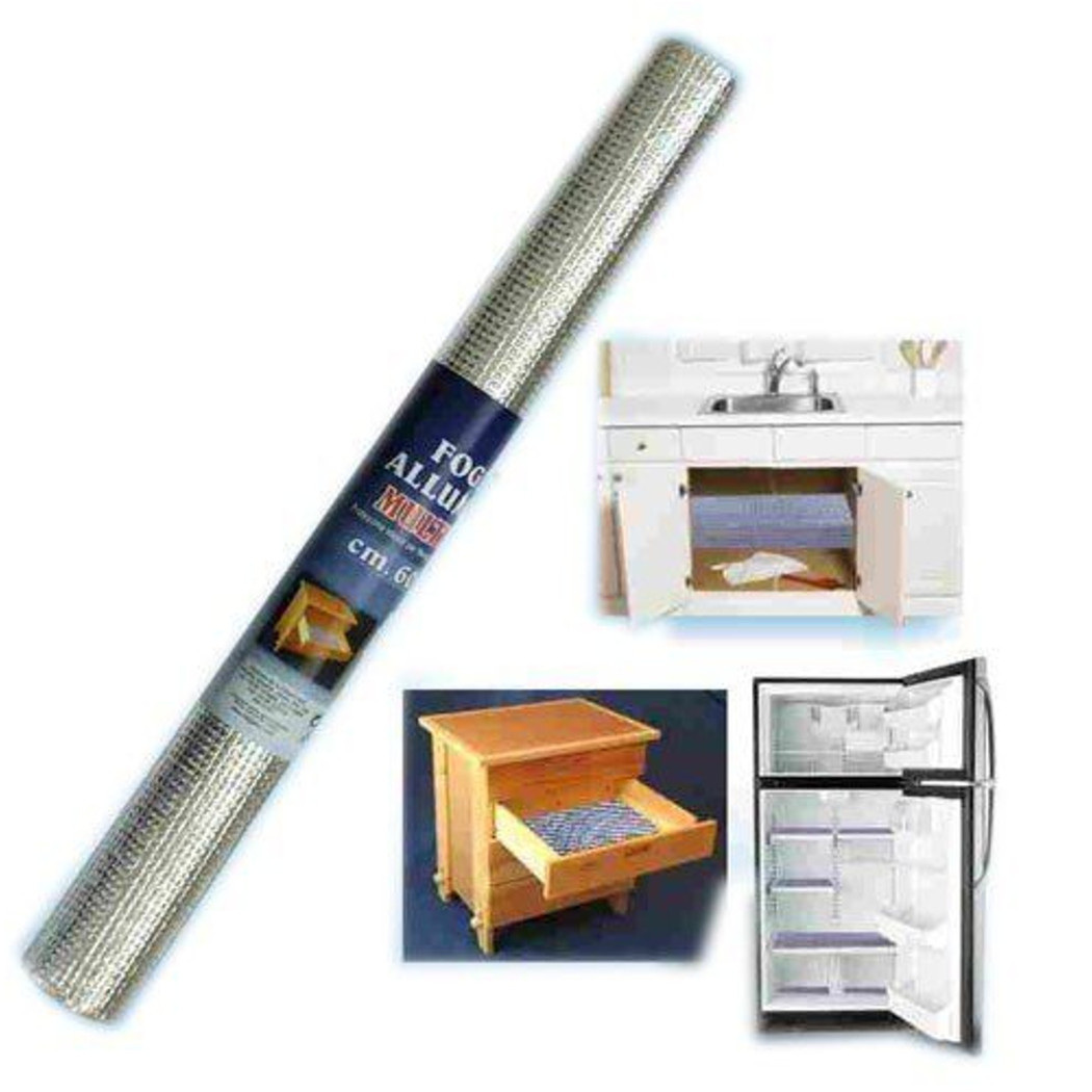 foto del prodotto trade shop foglio alluminio multifunzione cucina tappeto protezione mensole 60x200cm 