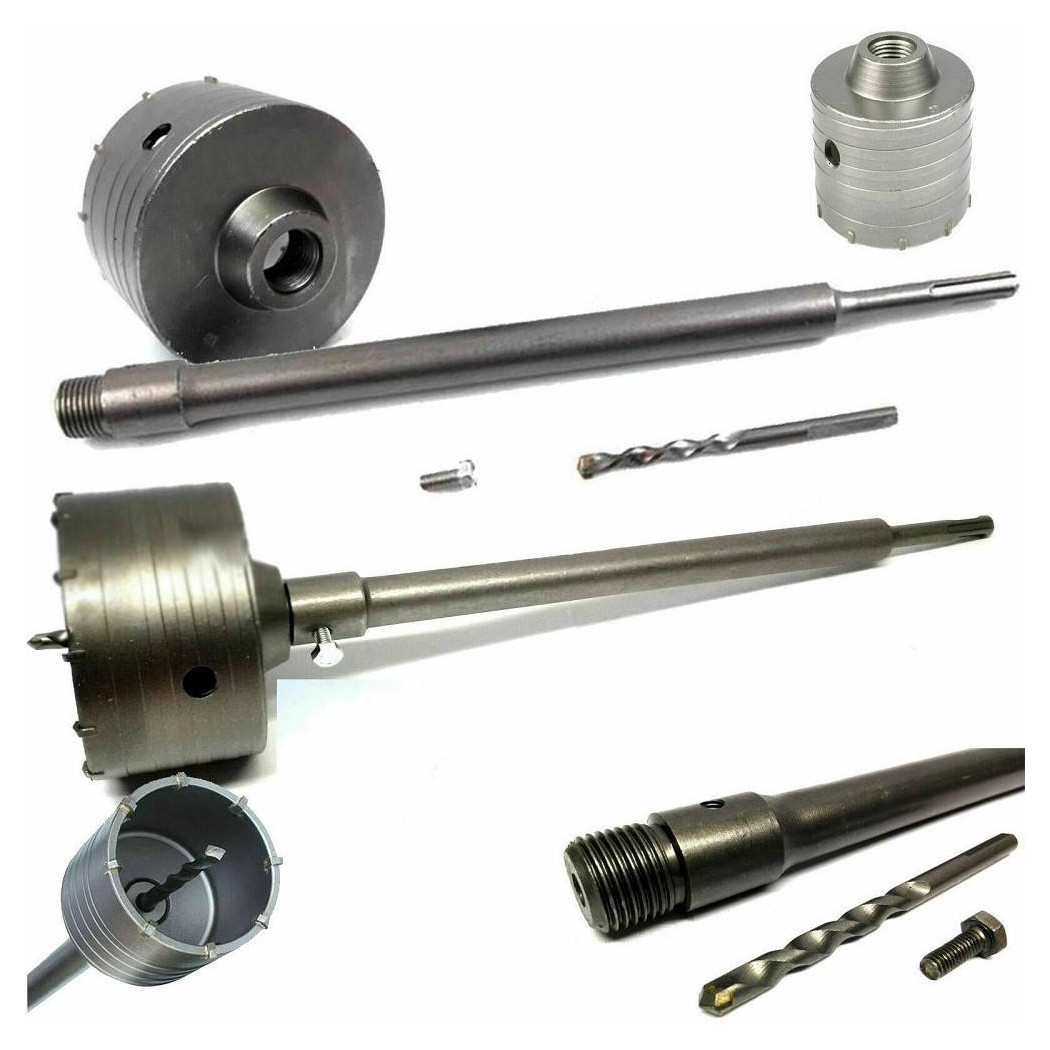 foto del prodotto trade shop fresa a tazza carotatrice per muro pietra da 30 a 160mm asta da 60cm sds plus 40 mm 