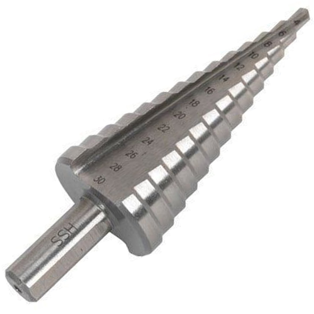 foto del prodotto trade shop fresa conica a scalino gradino punta per trapano spirale da 4 a 30 mm graduale 