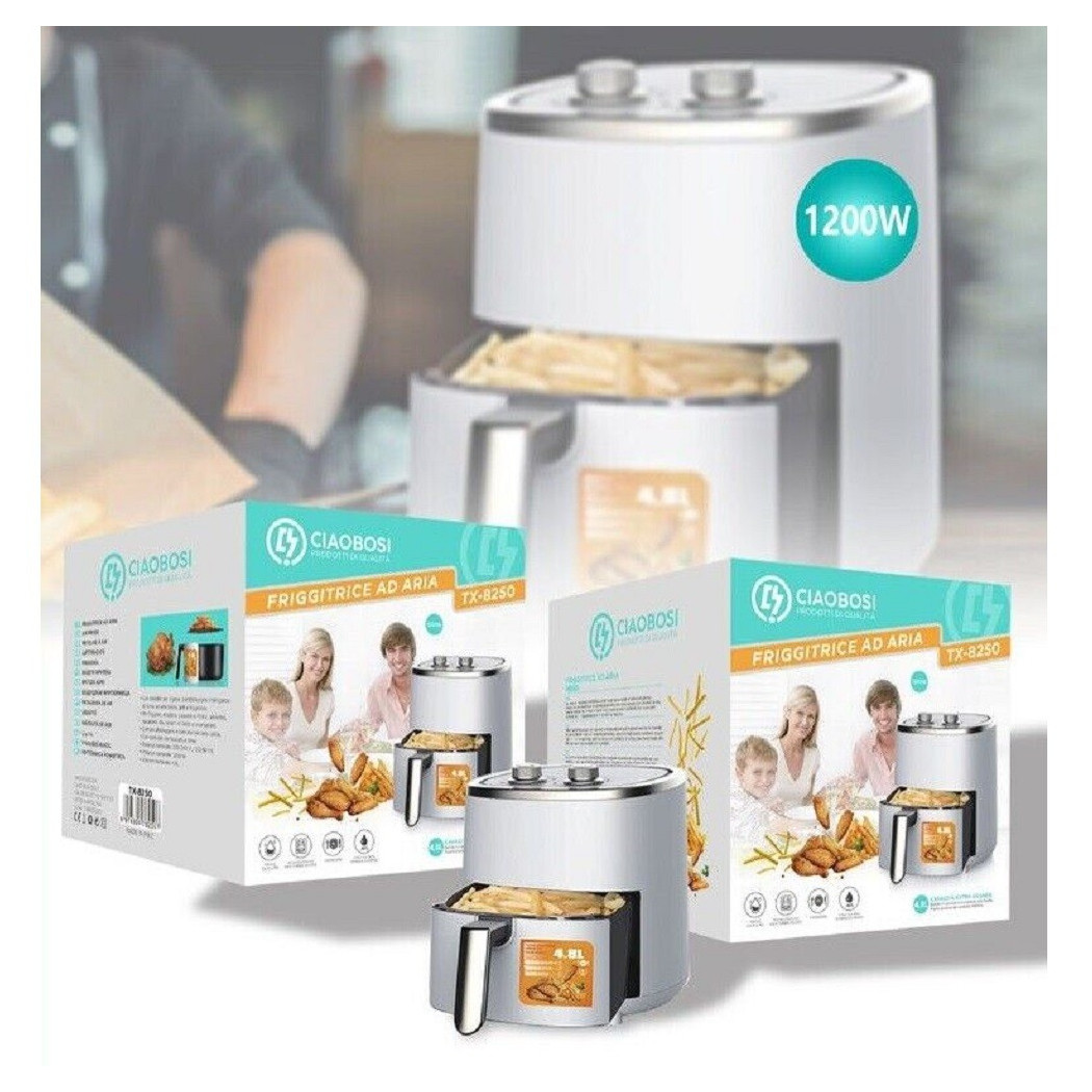 foto del prodotto trade shop friggitrice ad aria elettrica capacit 4,8 litri potenza 1200w con timer tx 8250 