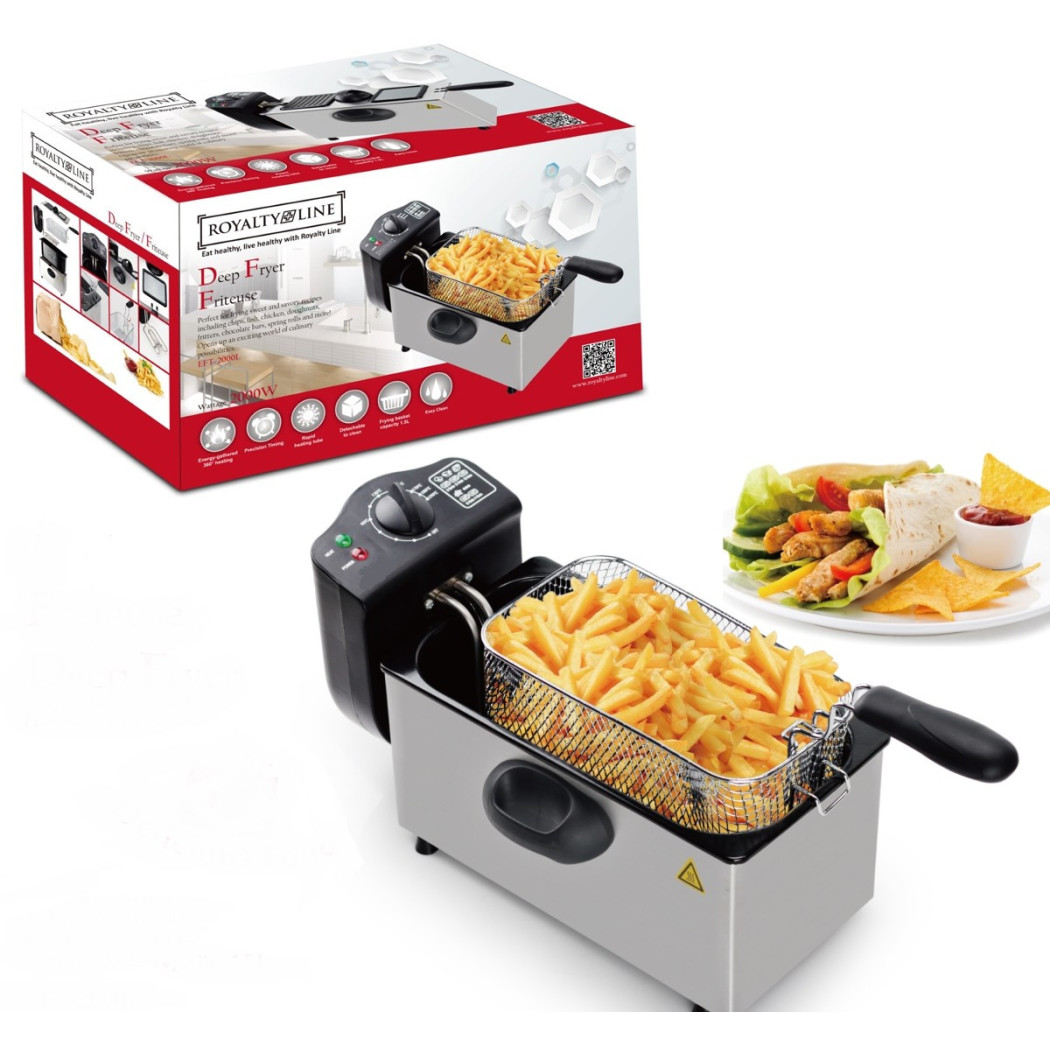 foto del prodotto trade shop friggitrice elettrica professionale acciaio inox 3 litri 2000w royalty line 