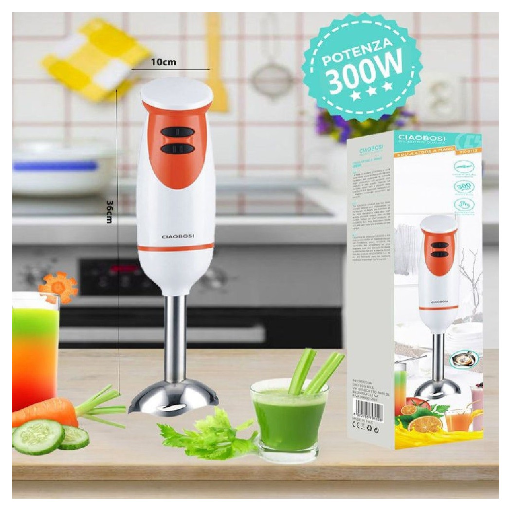 foto del prodotto trade shop frullatore mixer a immersione 300w lame acciaio 2 velocit cucina trita tx 9112 