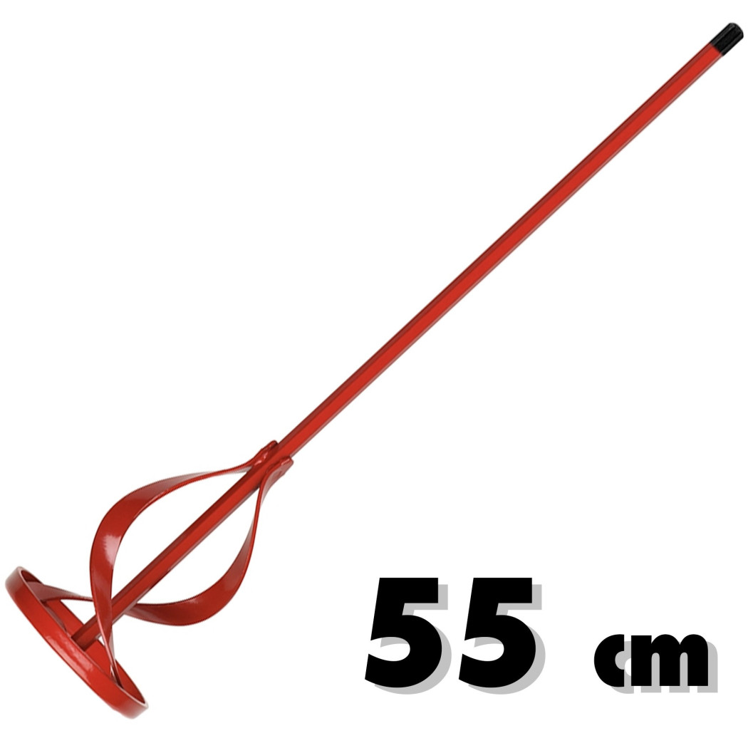 foto del prodotto trade shop frusta in acciaio zincato per miscelatore pittura colla malta 55 cm colore rosso 