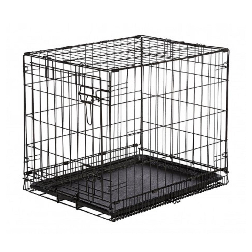 foto del prodotto trade shop gabbia per cani cane in metallo nero 96 x 84 x 64 cm per trasporto con ruote 