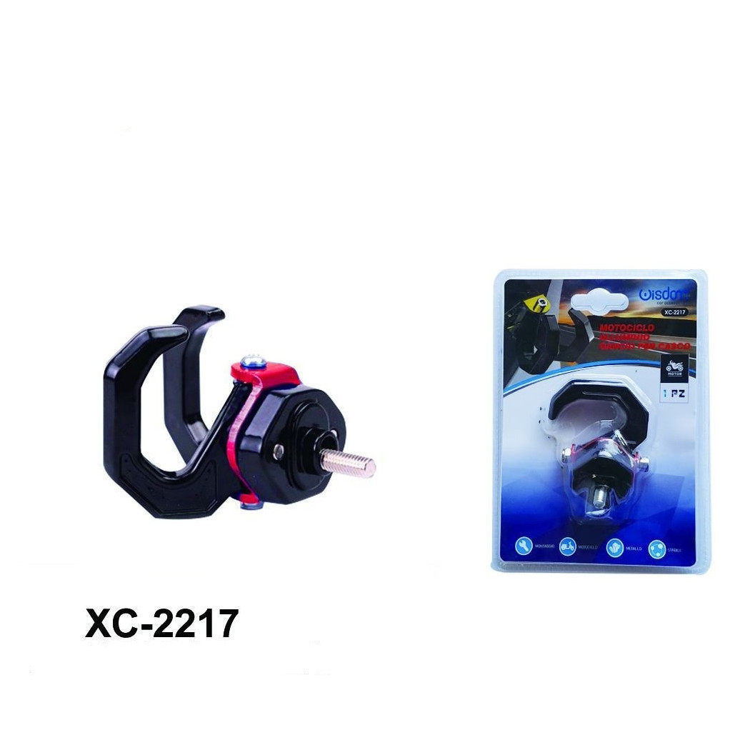 foto del prodotto trade shop gancio universale per casco da moto in alluminio doppio gancio con vite xc 2217 