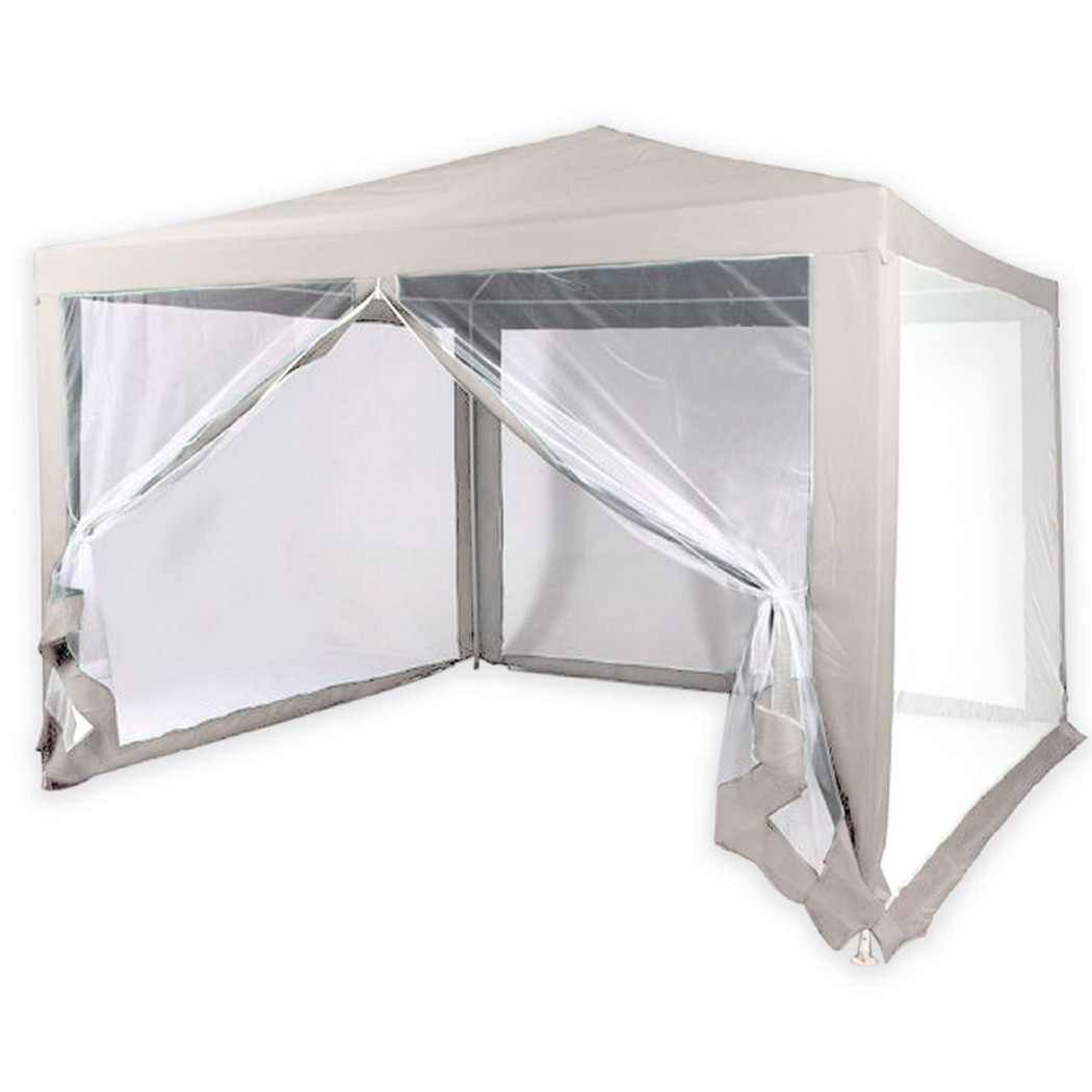 foto del prodotto trade shop gazebo 2,4 x 3 x 2,50 m tendone giardino telo bianco impermeabile con zanzariera 