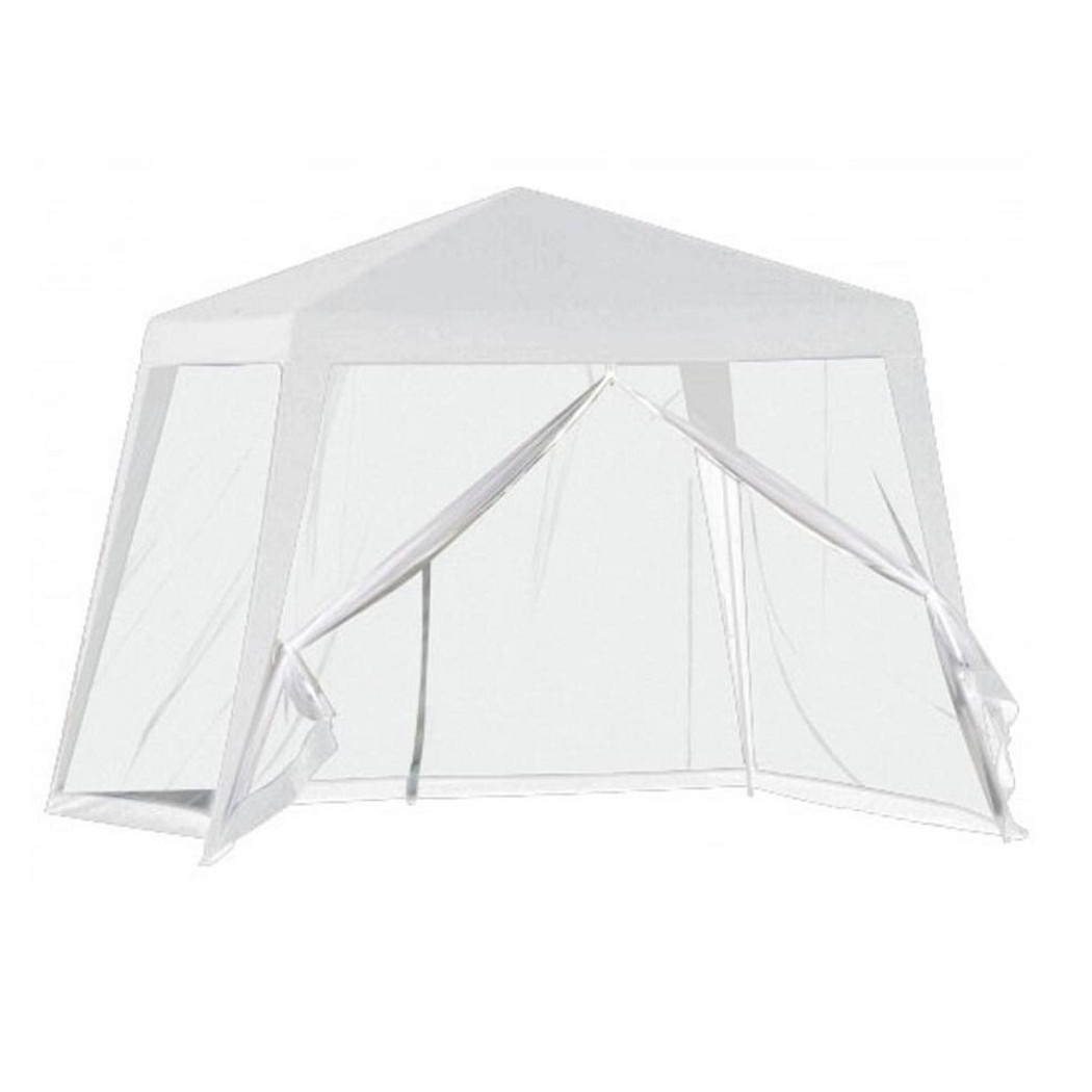foto del prodotto trade shop - gazebo tenda da giardino resistente removibile 2.5x2.4x3mt bianco con zanzariera 222708 -