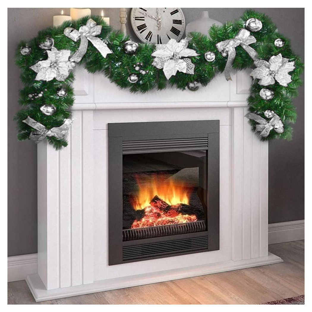 foto del prodotto trade shop ghirlanda natalizia stella natale fiori palline fiocchi 200cm decorazioni silver 