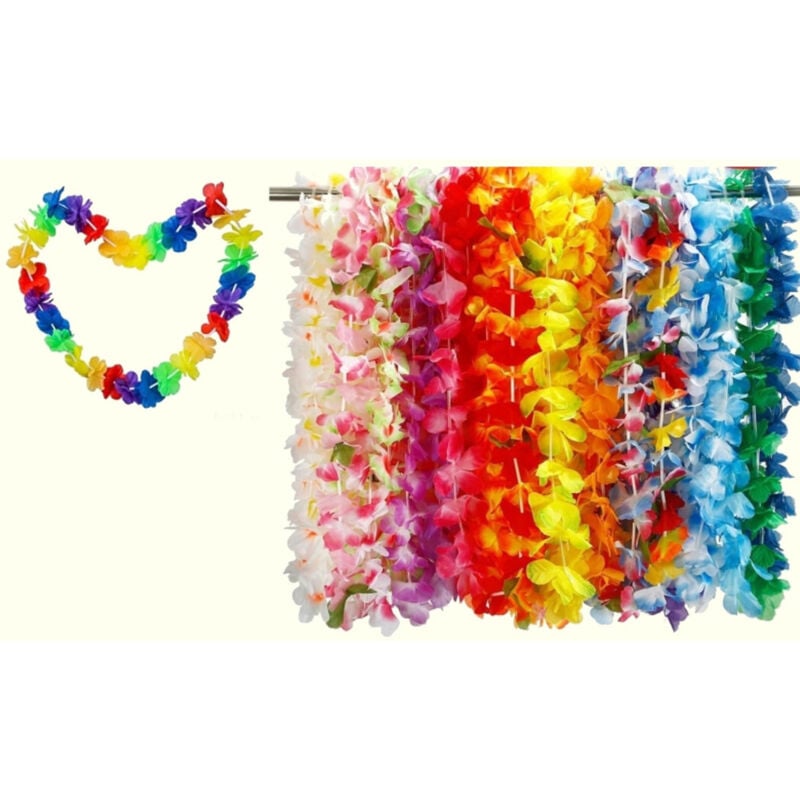 foto del prodotto trade shop ghirlande di fiori hawaiane set 6pezzi fiore collana hula party colore casuale 