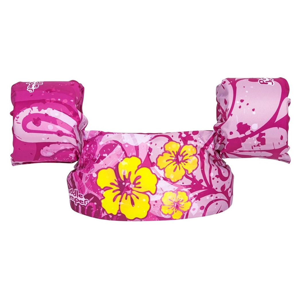 foto del prodotto trade shop gilet salvagente per bambini fiori tropicali giubbotto galleggiante con braccioli 90144 