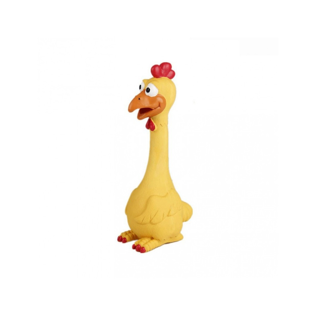 foto del prodotto trade shop giocattolo pollo gomma suono stridulo toy squeaky resistente masticare cani 