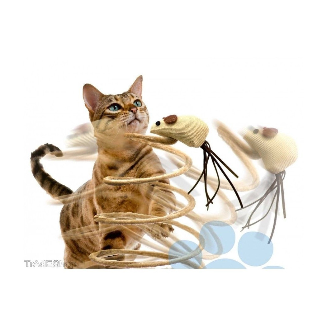 foto del prodotto trade shop gioco con pupazzo topo palestra per gatto unghie tiragraffi base molla 