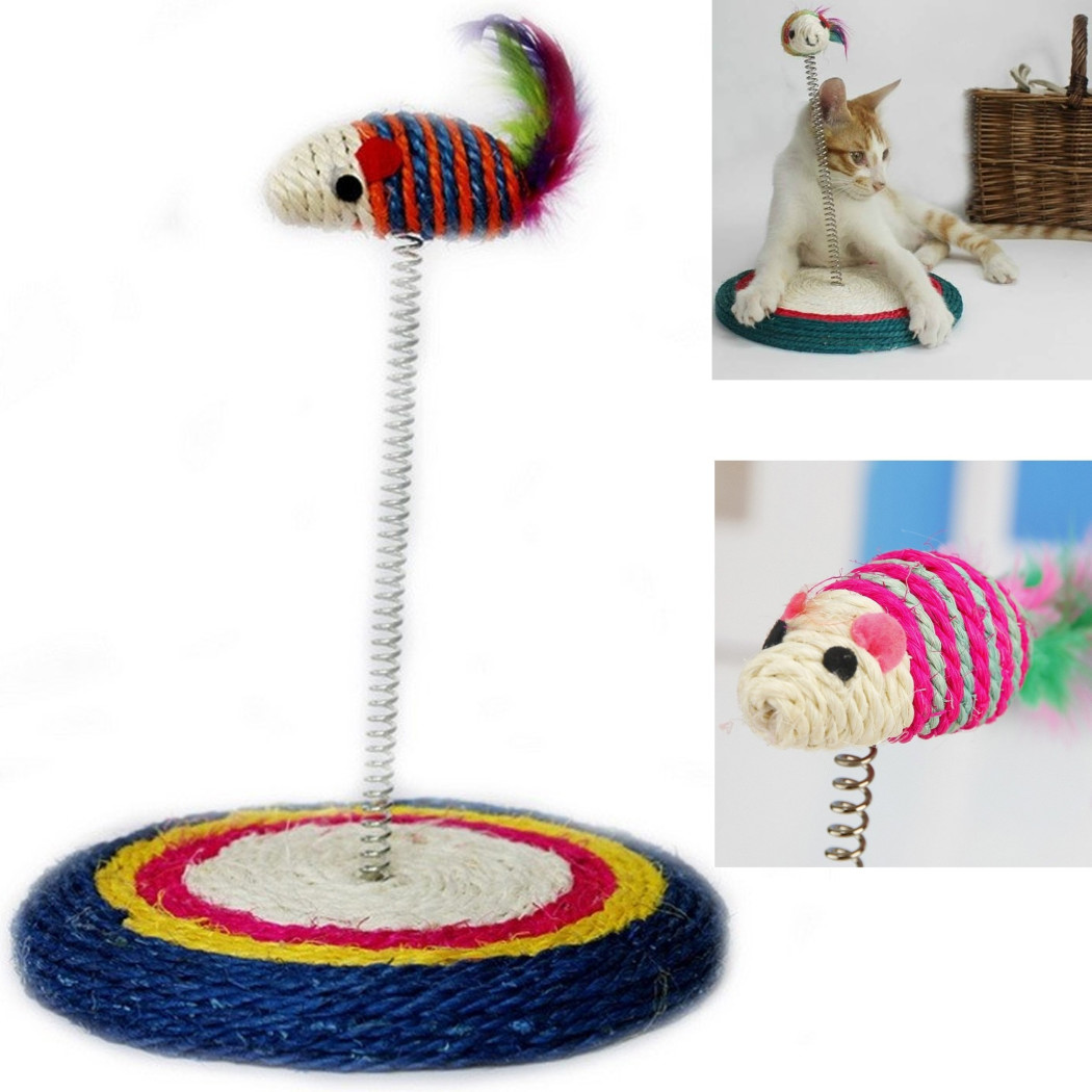 foto del prodotto trade shop gioco con pupazzo topolino palestra per gatto unghie tiragraffi base molla 