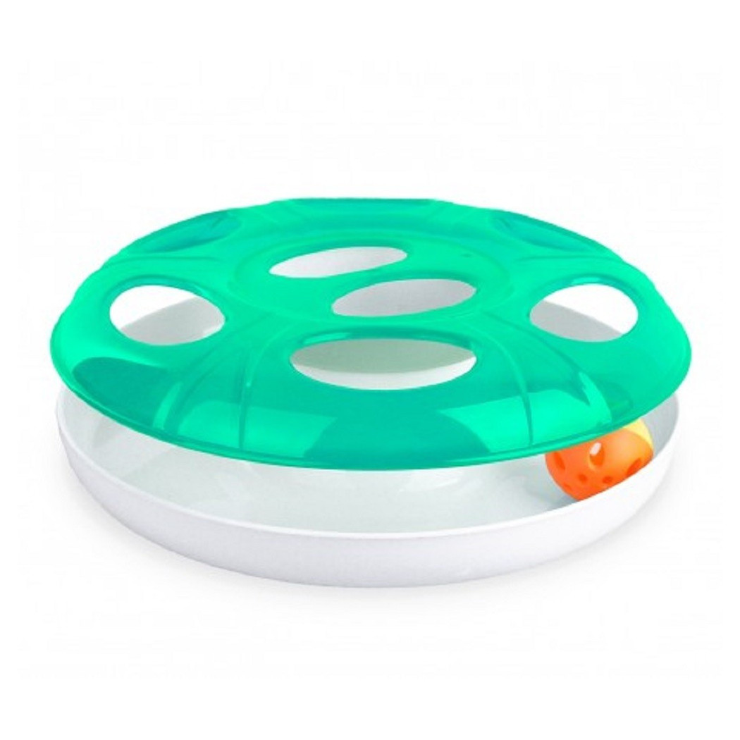 foto del prodotto trade shop gioco per gatti gatto interattivo in plastica con pallina ufo 25 cm circa verde