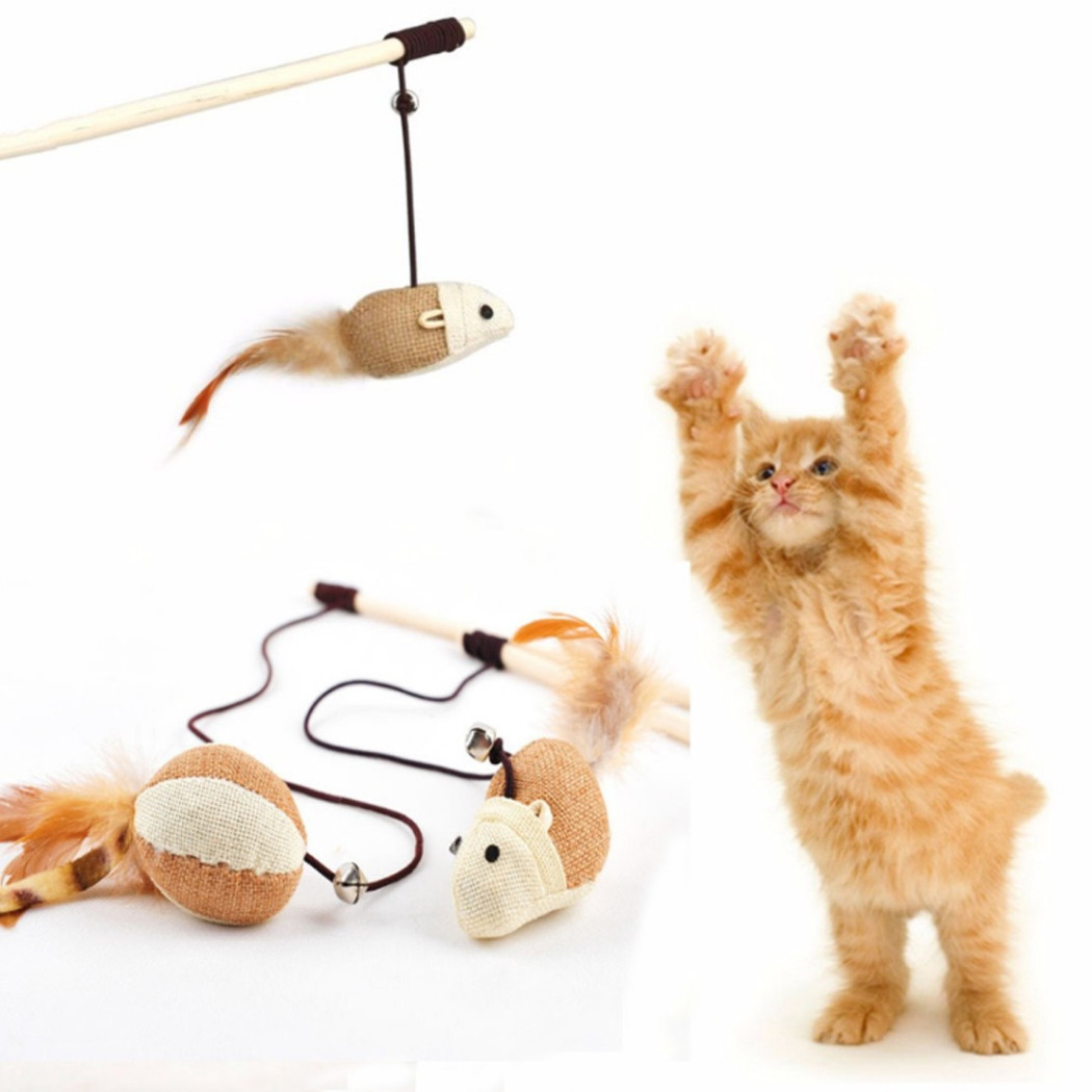 foto del prodotto trade shop gioco per gatto gatti asta con pupazzo topo topolino palestra tiragraffi unghie 