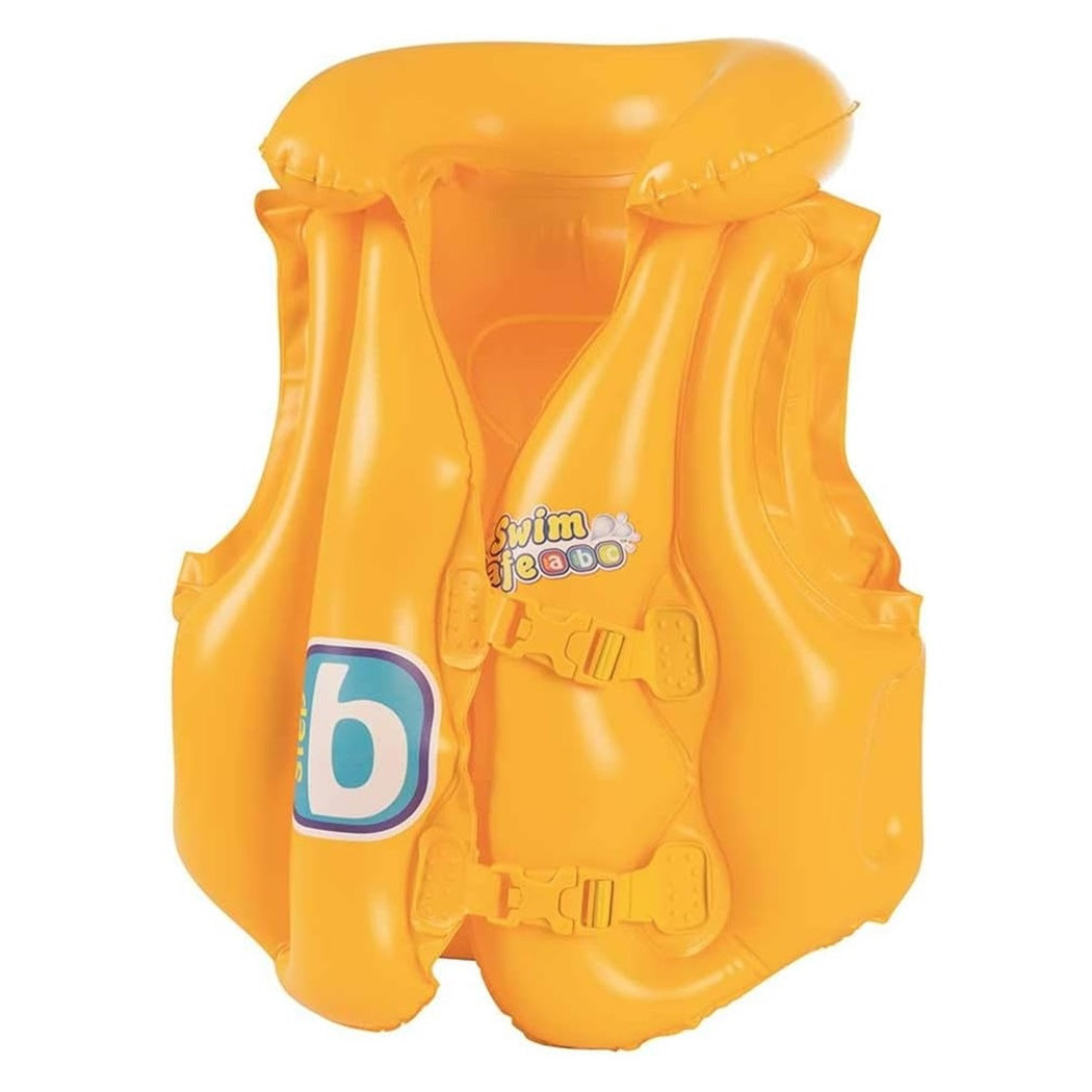 foto del prodotto trade shop giubbotto da nuoto gonfiabile per bambini piccoli galleggiamento 51x46cm giallo 019948 