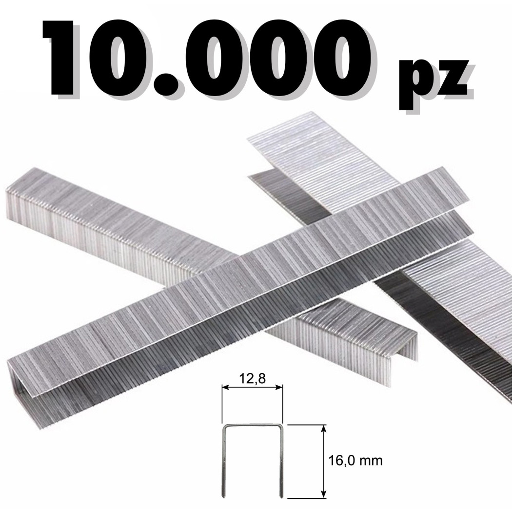 foto del prodotto trade shop graffette punti metallici 10000 pz graffettatrici pneumatiche 12.8 x 12 mm 8016 