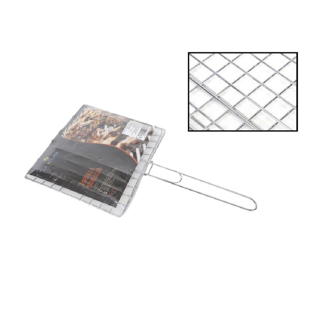 foto del prodotto trade shop graticola griglia barbecue doppia in ferro grigliata pesce arrosto 21.5 x 19.5cm 