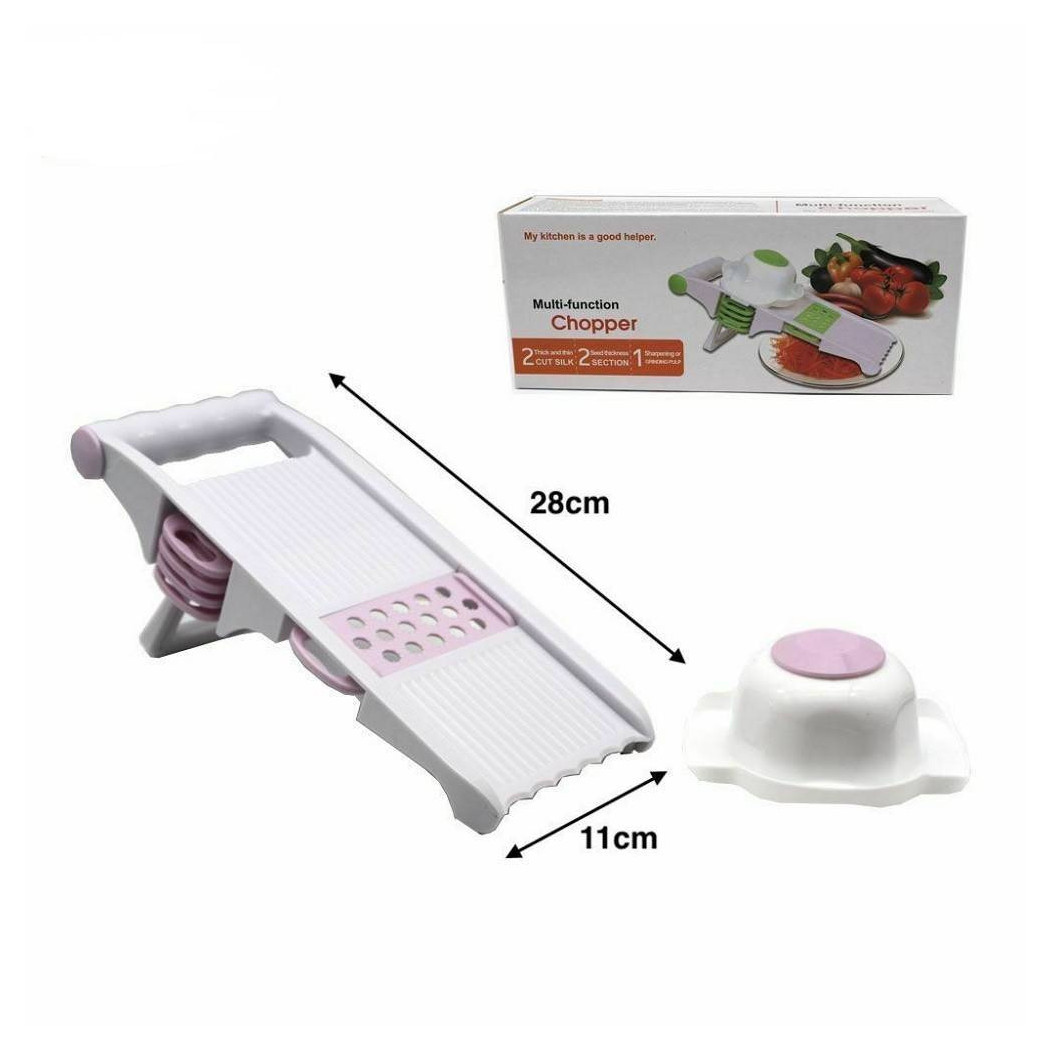 foto del prodotto trade shop grattugia affettatrice multiuso 5in1 lame mandolina frutta verdura formaggi 