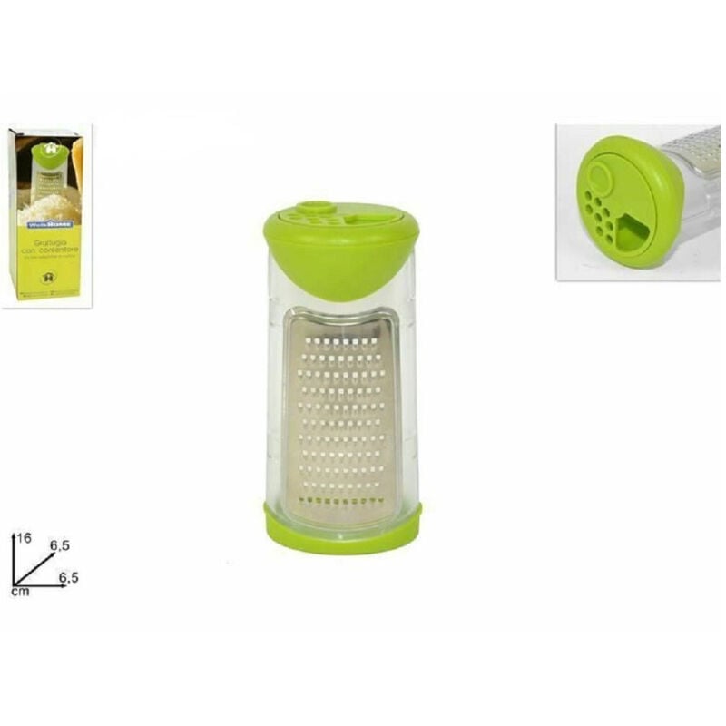 foto del prodotto trade shop grattugia manuale con contenitore dosatore frutta verdura formaggio 6,5x16x6,5cm 