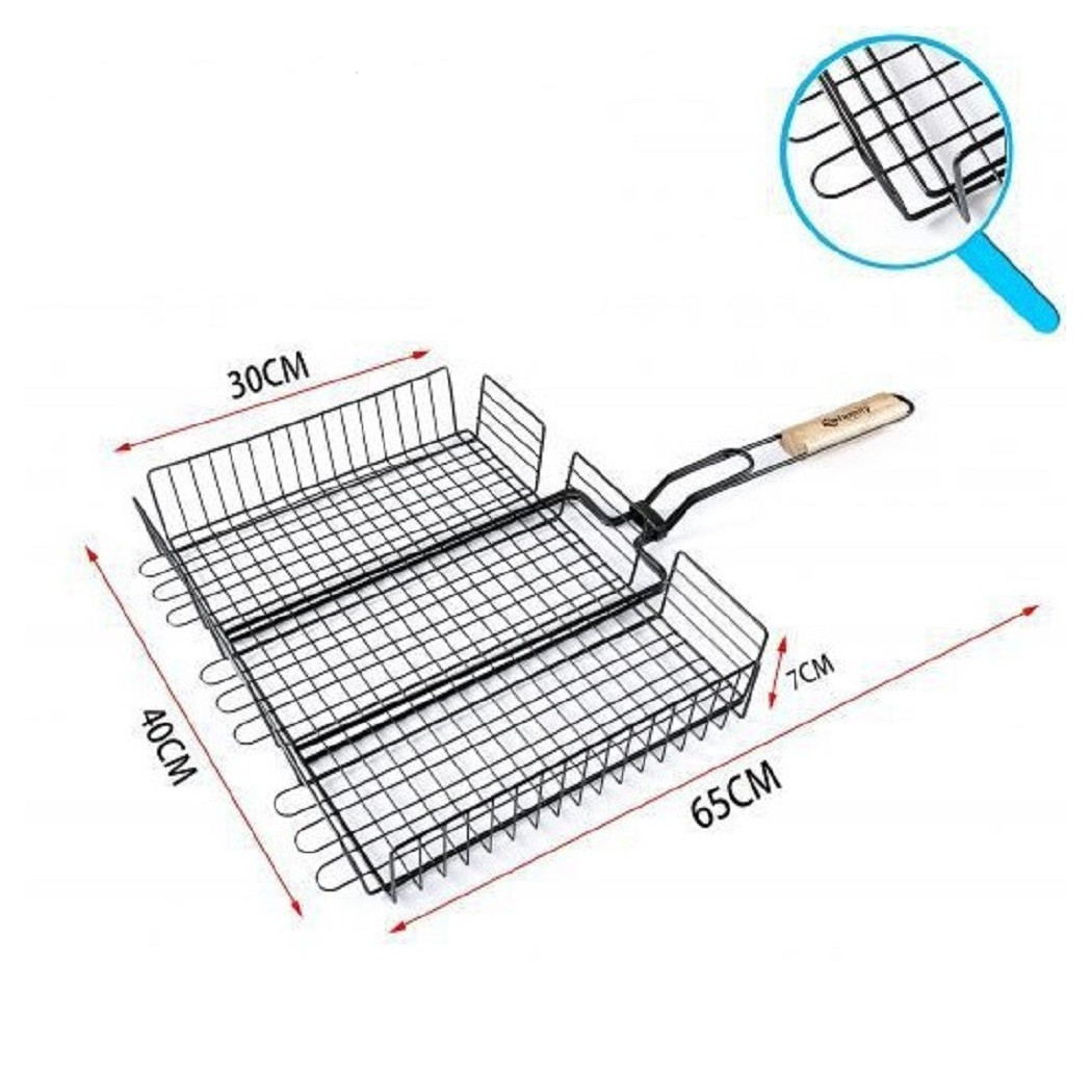 foto del prodotto trade shop griglia per barbecue 65 x 40 x 30 x h7cm per braciata carne pesce verdure 802051 