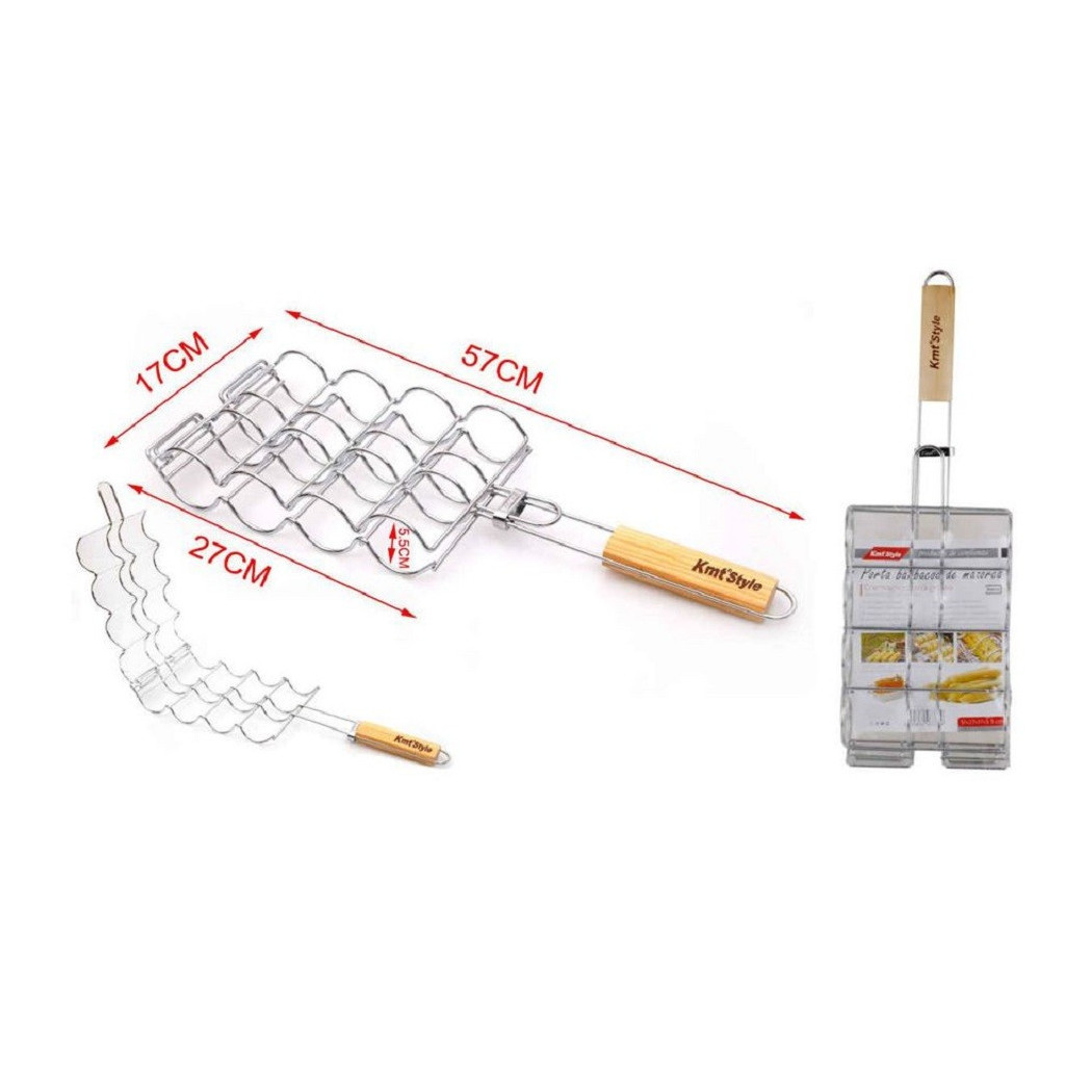 foto del prodotto trade shop griglia per pannocchie mais grill carne barbecue graticola 57x27x17x5.5cm 2406336 