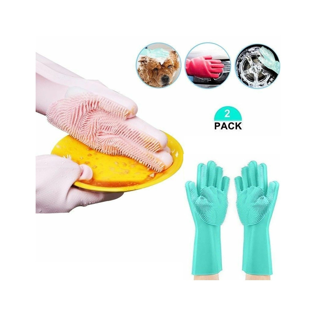 foto del prodotto trade shop guanti lava piatti glove silicone spugna spazzola lavaggio auto casa 